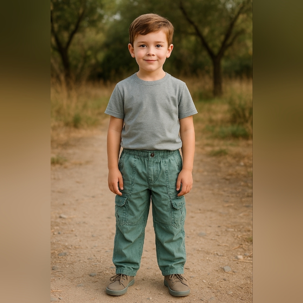 GAP Kids Green Cargo Pants Size 7 | Utility Pockets Elastic Waist Comfort Fit